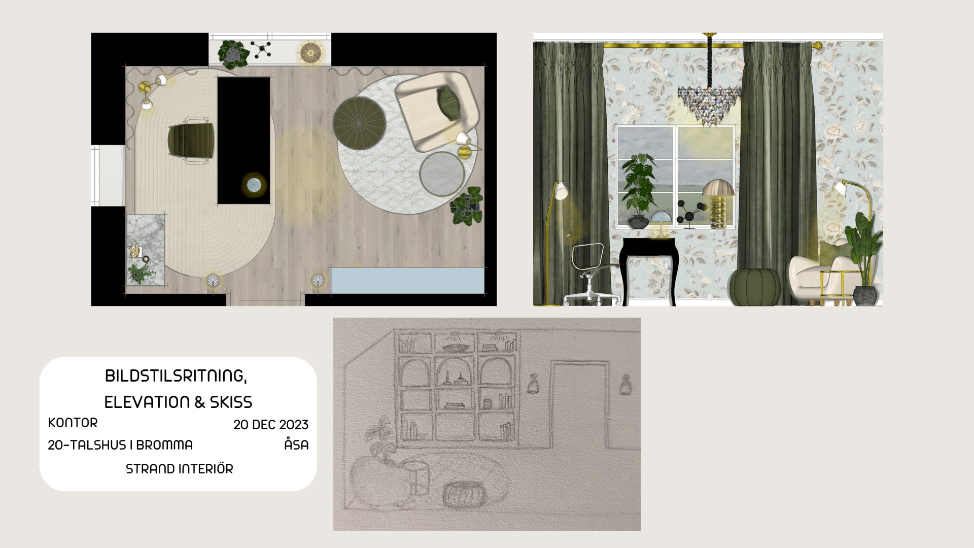 Bildstilsritning, elevation & skiss kontor