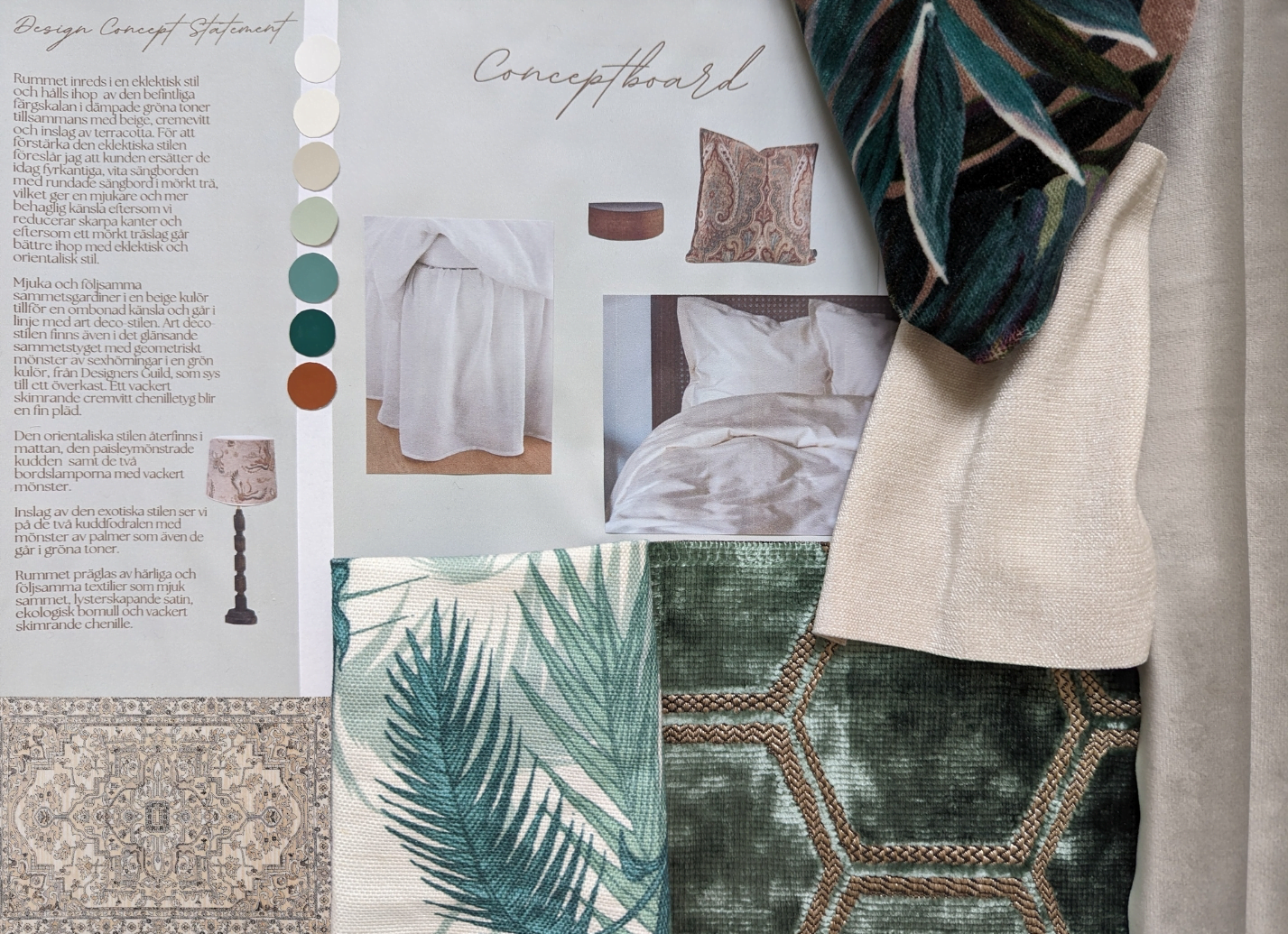 Konceptboard för ett sovrum