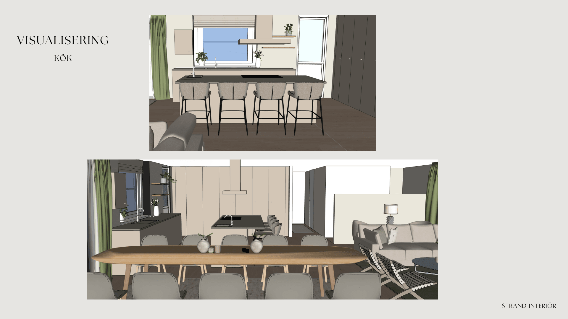 3d visualisering av kök från strand interiör